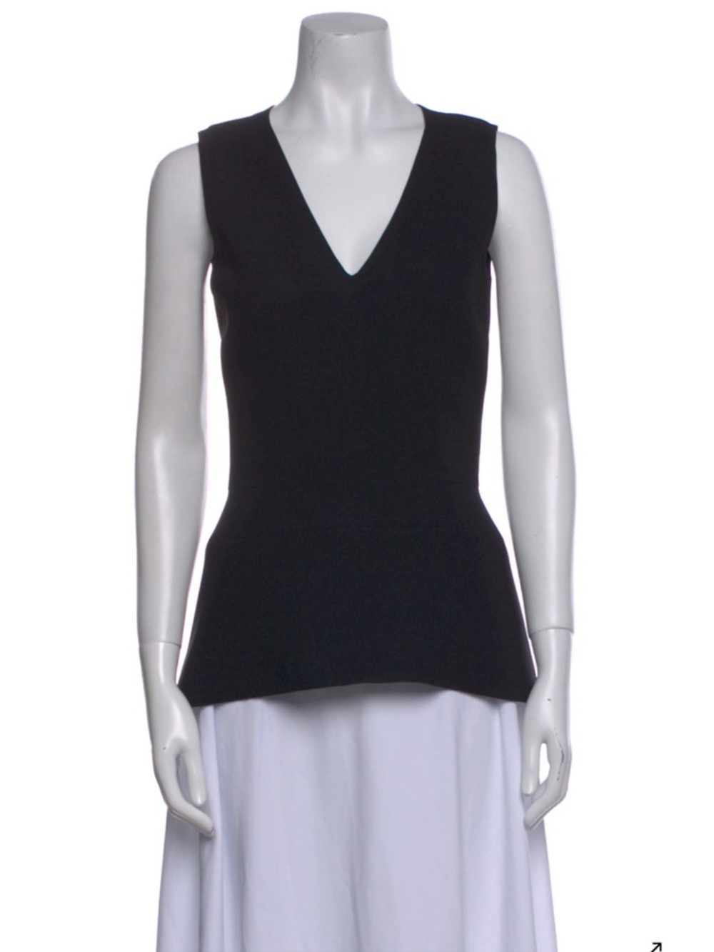 Victoria Beckham Black V Neck Peplum Top Sleeveless XS